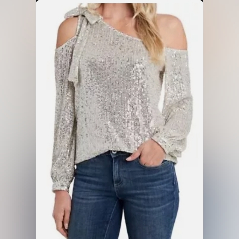 Cece Sequin Longsleeve Top - image 1